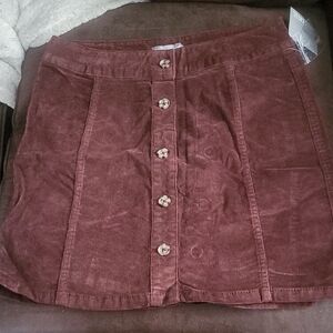 Button-Front Brown Skirt